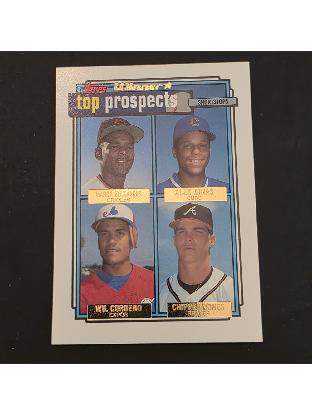 1992 Topps - Top Prospects Chipper Jones, Cordero, Arias #551 Gold Winner (RC)